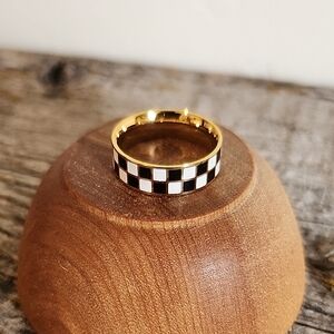Gold and Black Checkered Ring